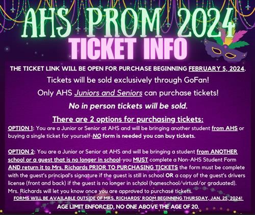  Prom Ticket Information